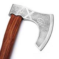 AX-12 - White Deer Custom Hand Forged Viking Sorcerer Fantasy Axe With Etched Carbon Steel Head