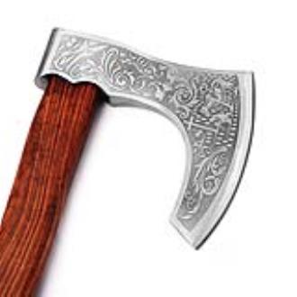 White Deer Hand Forged Viking Christian Axe With Custom Etched Carbon Steel Head