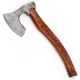 Guiscard Hand Forged Bearded Damascus Outdoor Steel Axe