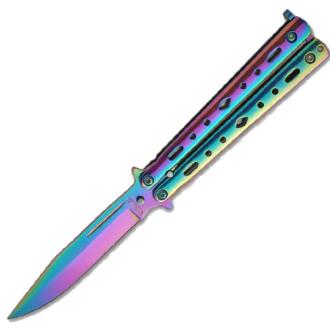 Rainbow Finished Spectrum Quandary Butterfly Knife Balisong