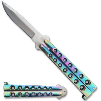 Scoundrel Alloy Balisong Butterfly Knife Titanium Handle Silver Blade