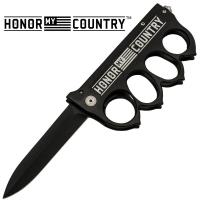 B-161-BK-HMCY - Honor My Country Brass  Knuckle  Trigger Action Folder