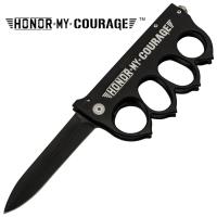 B-161-BK-HMC - Honor My Courage Brass Knuckle Trigger Action Folder