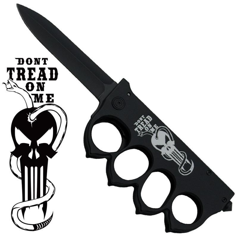 Black Skull Spiked Keychain - Self Defense Skull Knuckles - Black