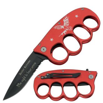 Right to Bear Arms Folding Knife Knuckle Duster Extreme Red Knife