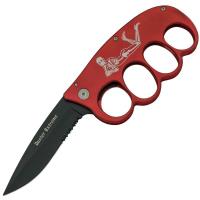 B-162-RD-MNB - Miss New Boney Buckle Folding Knife Knuckle Duster Extreme Red Knife