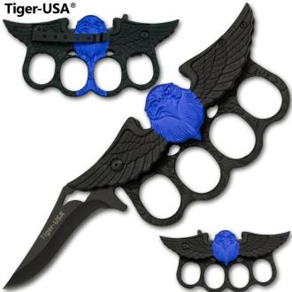Black and Blue Eagle Trigger Action Knuckle Knife