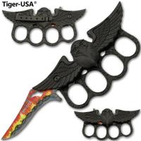 B-163-BK-FI - Fire and Barbed Wire Eagle Knuckle Knife