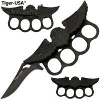B-163-BK - Black Eagle Knuckle Trench Knife by Tiger-USA