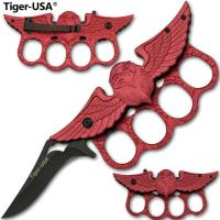 B-163-RD - Red Eagle Knuckle Trench Knife by Tiger-USA