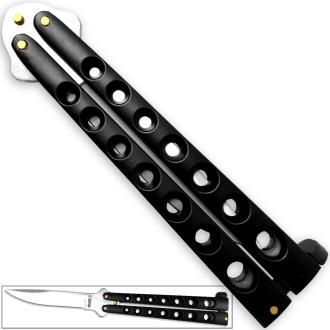 Scoundrel Alloy Balisong Butterfly Knife Black with Silver Blade