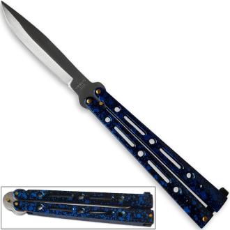 Executive Butterfly Balisong Knife Midnight Blue 10.25in Flipper