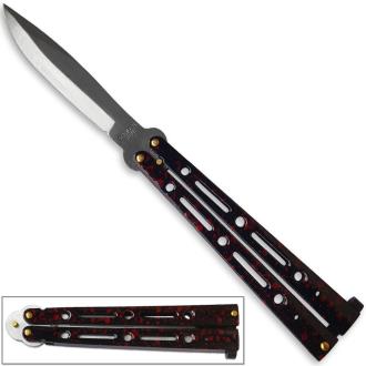 Executive Butterfly Balisong Knife Hailfire Red 10.25in Flipper