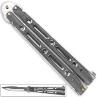 B7-WE - Executive Butterfly Balisong Knife Chromed Silver 10.25in Flipper