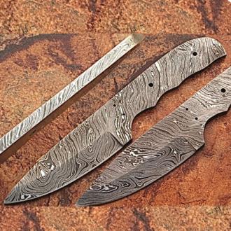 Custom Full Damascus Steel Militia-Cut Knife Blank Blade 9.25in 1095 Steel