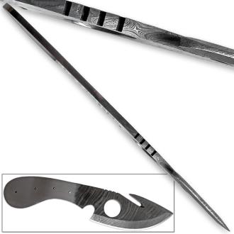 White Deer Damascus Huntsman Guthook Skinner Knife Forged 1095 Steel