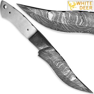 1095HC Damascus Steel Clip-Pont Bowie Knife Blank DIY Make-Your-Own Handle