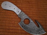 BDM-2267 - White Deer Gut Hook Damascus Skinner Knife Blank Blade DIY Make Your Own