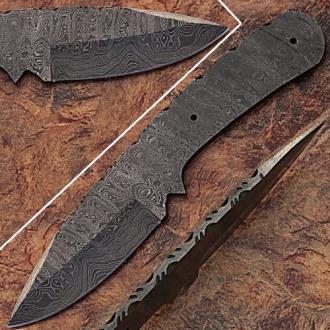 Blank Blade Damascus Eye Bird Pattern Full Tang Skinner Knife