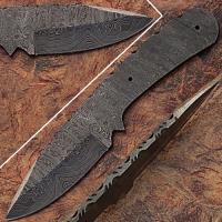 BDM-2302 - Blank Blade Damascus Eye Bird Pattern Full Tang Skinner Knife