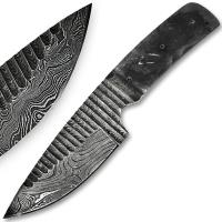 BDM-2372 - Blank Blade Grooved Damascus Steel Knife Full Tang Make Your Own Handle