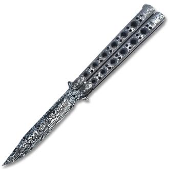 Balisong Damascus Petain Butterfly Knife