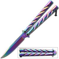 BF-128RB - Rainbow Heavy Duty Butterfly Knife Drop Point Twister Handle