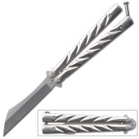 BF-128SLT - Gray Heavy Duty Butterfly Knife Tanto Blade Twister Handle