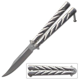 Sliver Heavy Duty Butterfly Knife Drop Point Twister Handle