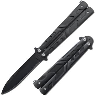 Swift Black Spear Point Single Edge Blade Balisong Butterfly Knife