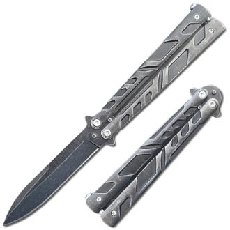 Swift Matte Black Spear Point Single Edge Blade Balisong Butterfly Knife