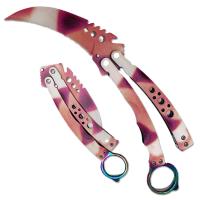 BF-213RB - Pink and Purple Karambit Tactical Butterfly Knife Limited Edition