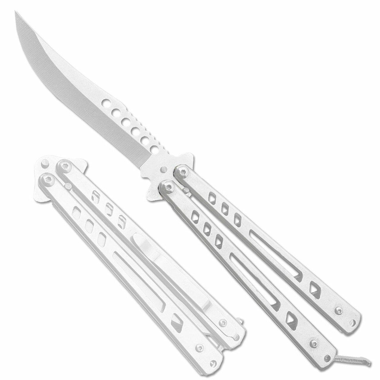 Balisong Butterfly Knife Clip point Blade Silver