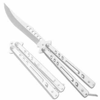 Balisong Butterfly Knife Clip Point Blade Silver