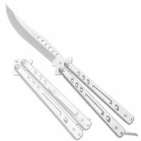 BF-934S - Balisong Butterfly Knife Clip Point Blade Silver