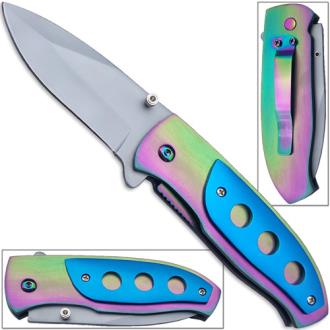 Titanium Coated Vengeance Knife AUS-8 Steel Manual Folding - BL