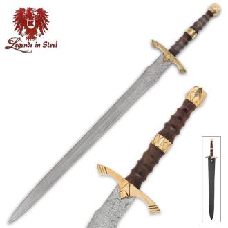 Legends in Steel Brass, Heartwood and Damascus Steel Sword