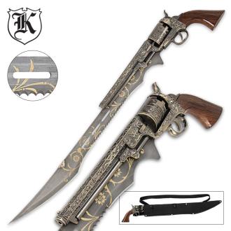 Otherworld Steampunk Gun Blade Sword with Nylon Shoulder Sheath