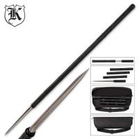 BK2932 - New Tri-Edged Heavy Spear With Zippered Case - Titanium Finish