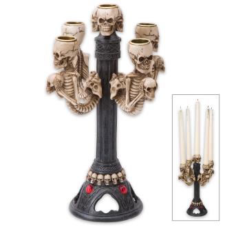 Cranial Candelabra Cast Resin Skull 5-Candle Holder