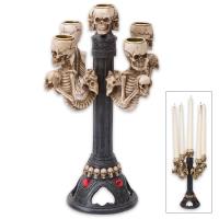 BK3258 - Cranial Candelabra Cast Resin Skull 5-Candle Holder