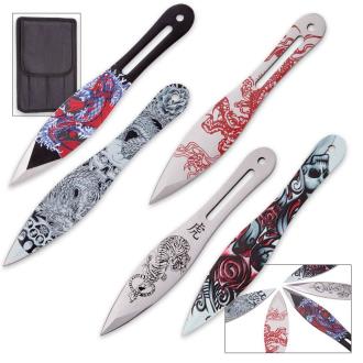 On Target AeroZen 5-Piece Throwing Knife Set with Nylon Sheath