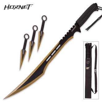 Golden Hornet Sword and Stinger Kunai Throwing Knife Set