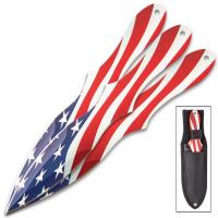 BK4341 - Old Glory Three-Piece Throwing Knife Set With Sheath