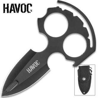 Havoc Black Push Dagger With Sheath