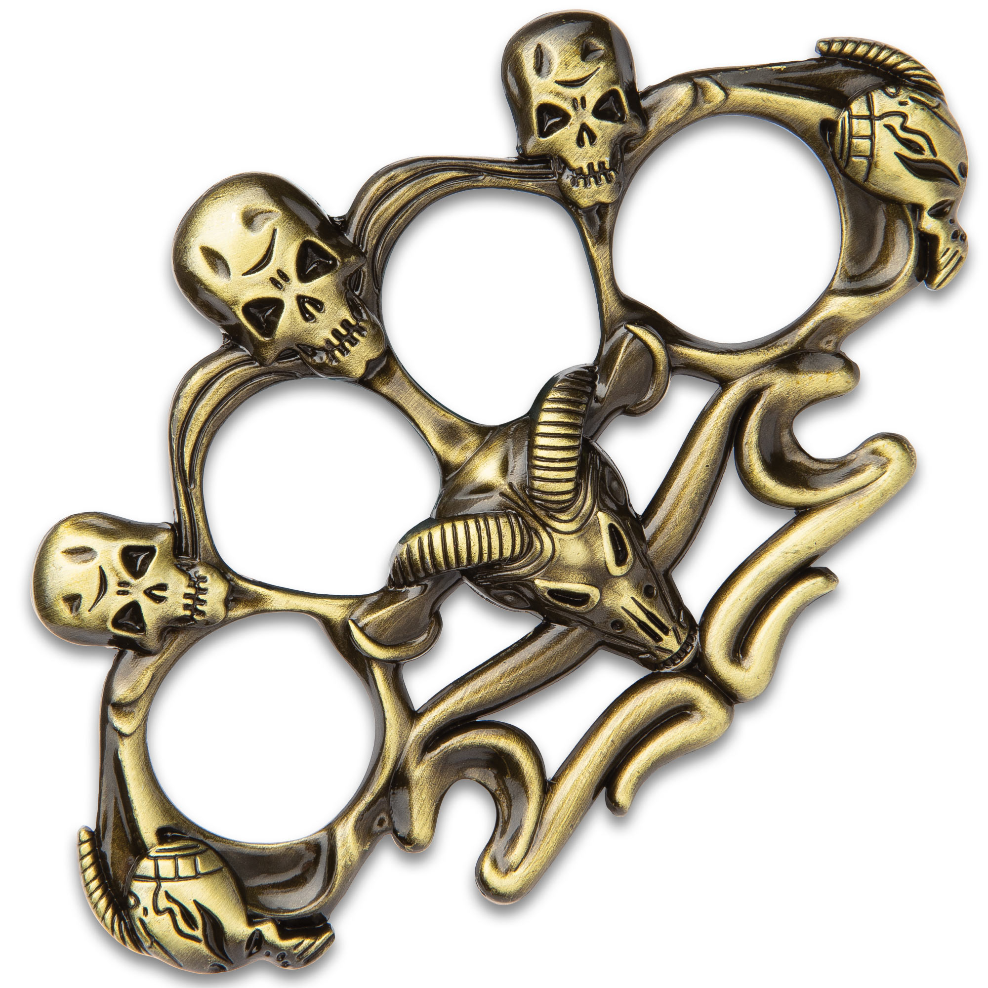Death's Head Skull Brass Knuckle Duster Style Paperweight - Chrome
