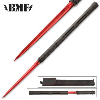 B.M.F. Red Tri-Edged Baton Dagger With Sheath