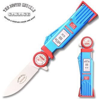 Busted Knuckle Garage Pocket Knife Gas Pump Design Spring Assisted Knife