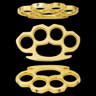 Real Brass Material Belt Buckle Knuckle Cross Design Blue