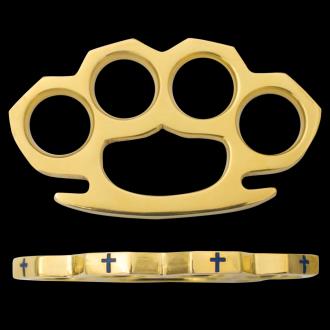 Real Brass Knuckle Paper Weights with Cross Design Blue